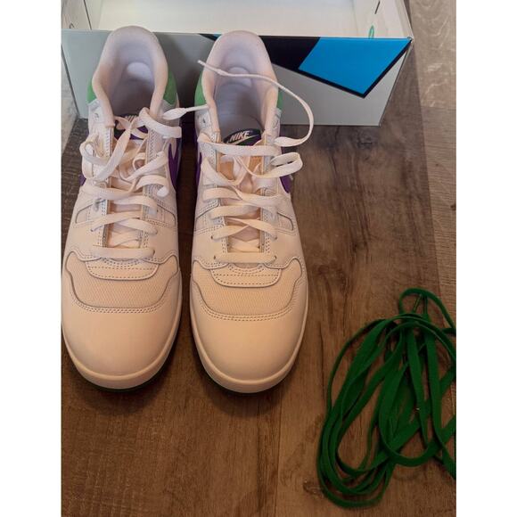 Nike Attack Skate Shoes Mens Size 12 Court Green and Hyper Grape Leather Lace Up - Picture 1 of 5